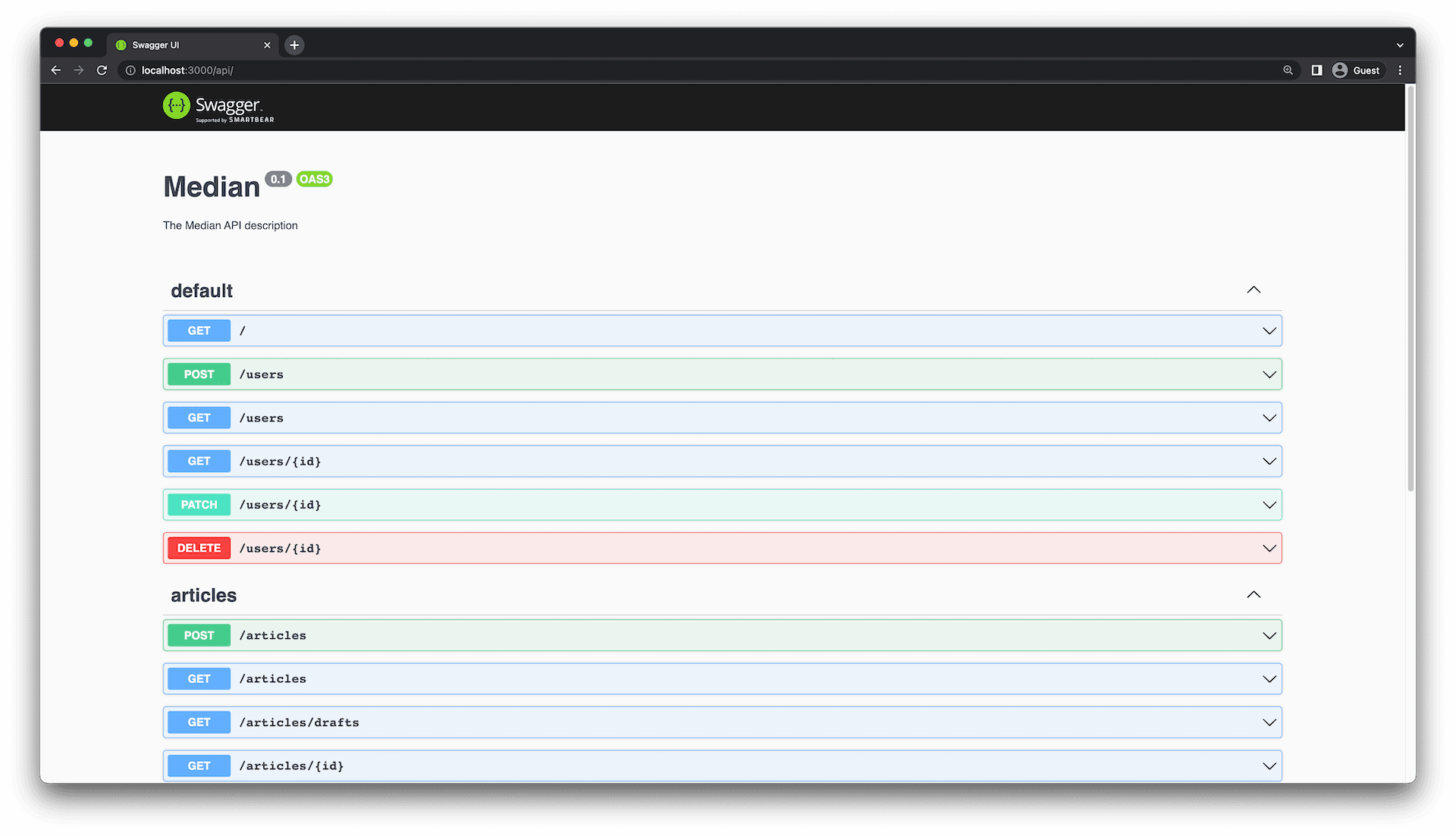 Auto-generated "users" endpoints