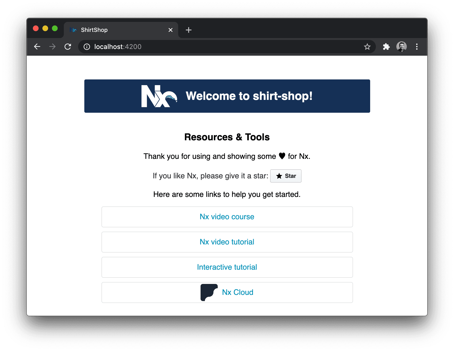 The Angular application running on localhost:4200