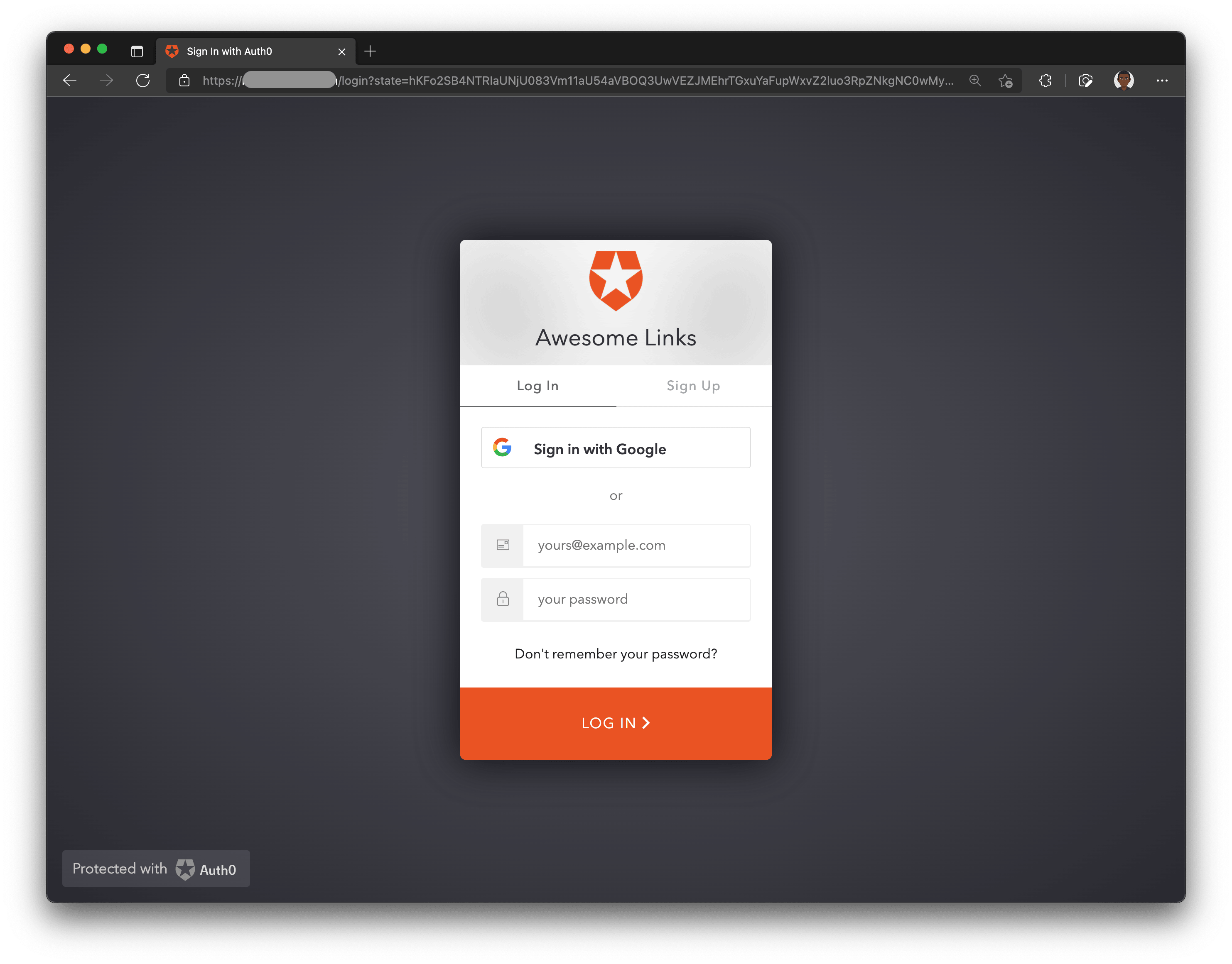 Auth0 Login/ Signup page