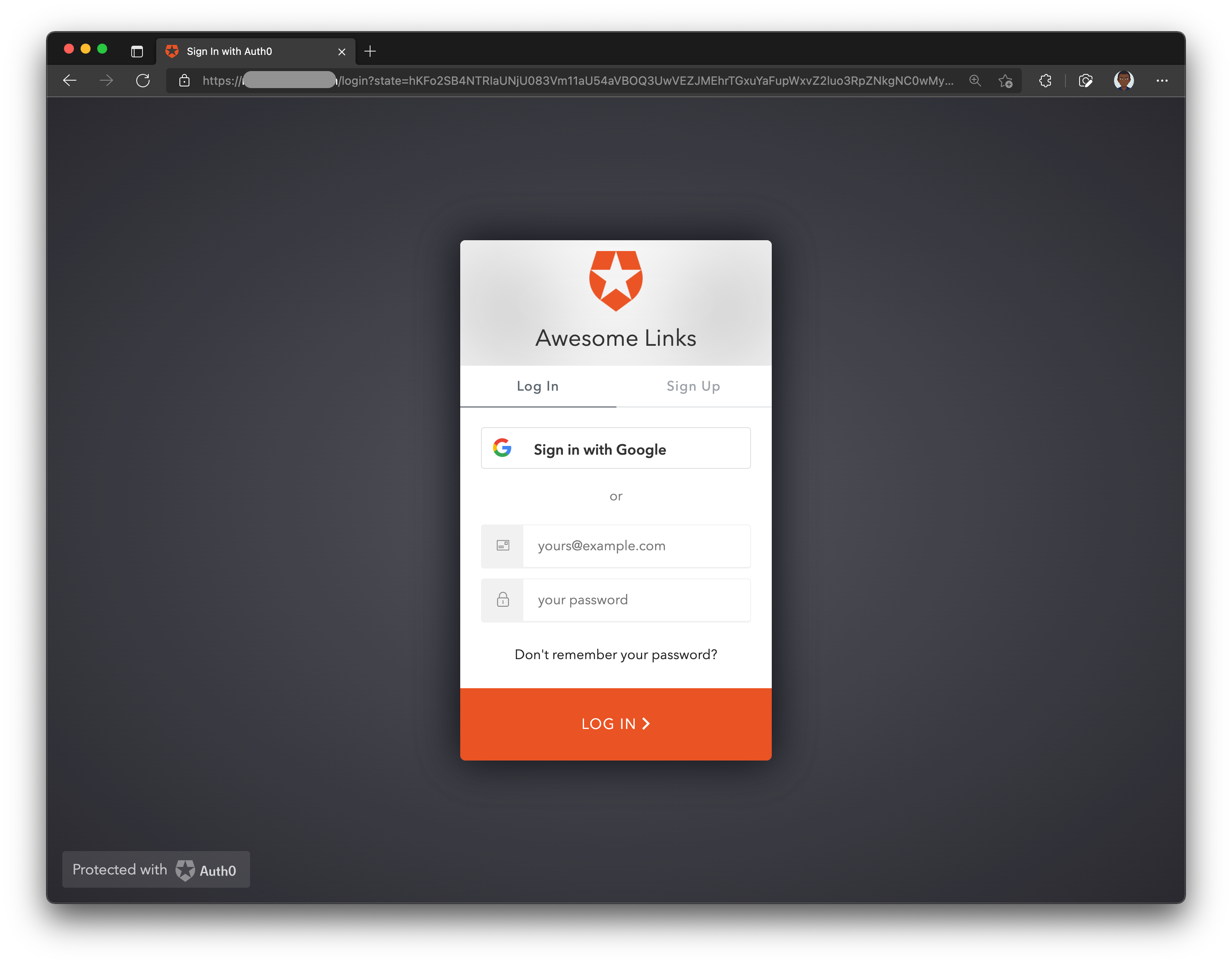 Auth0 Login/ Signup page
