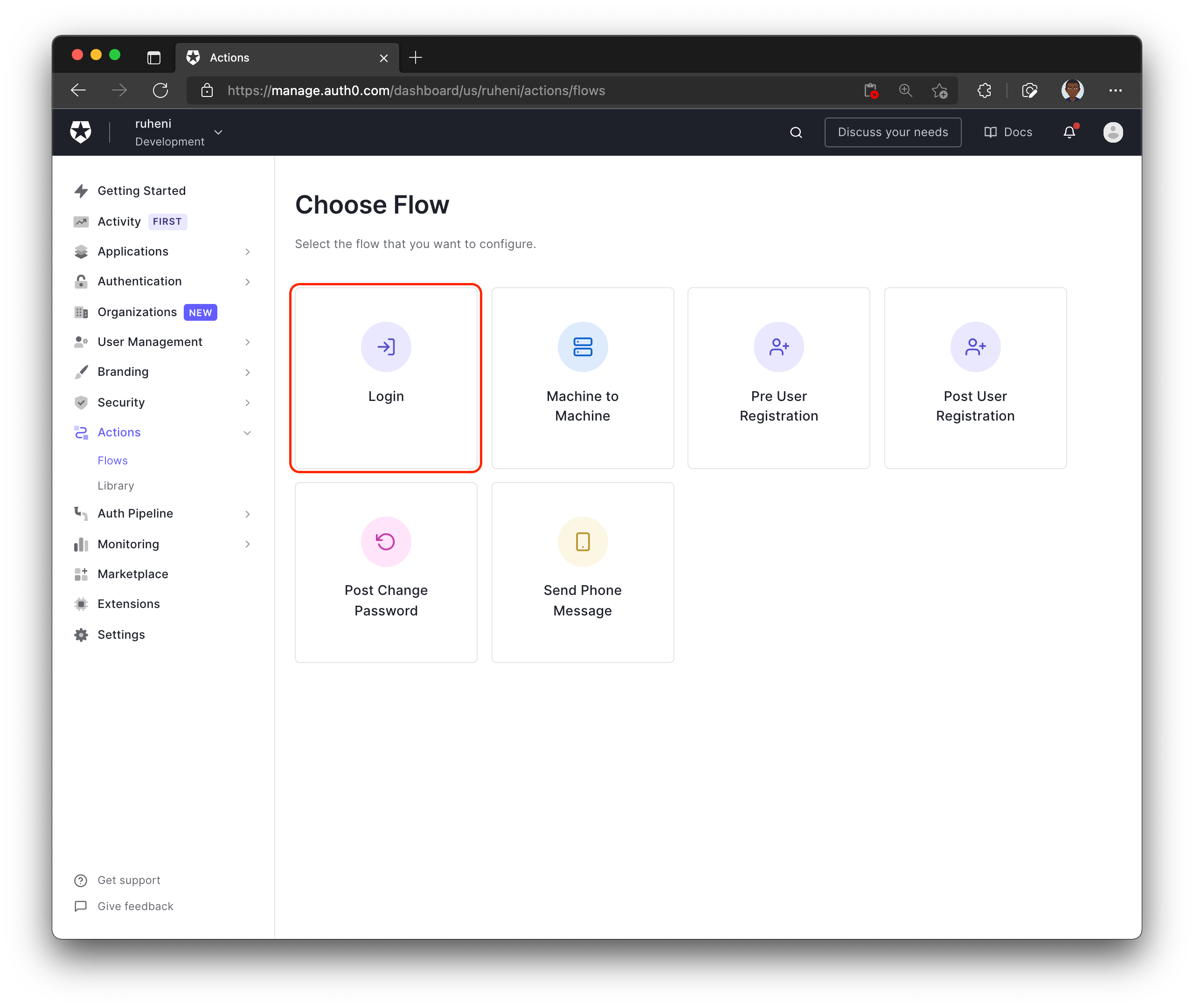 Auth0 Actions choose flow