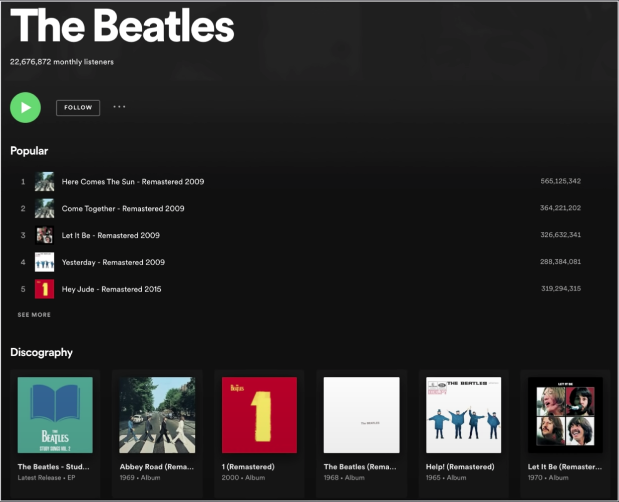 Spotify user interface