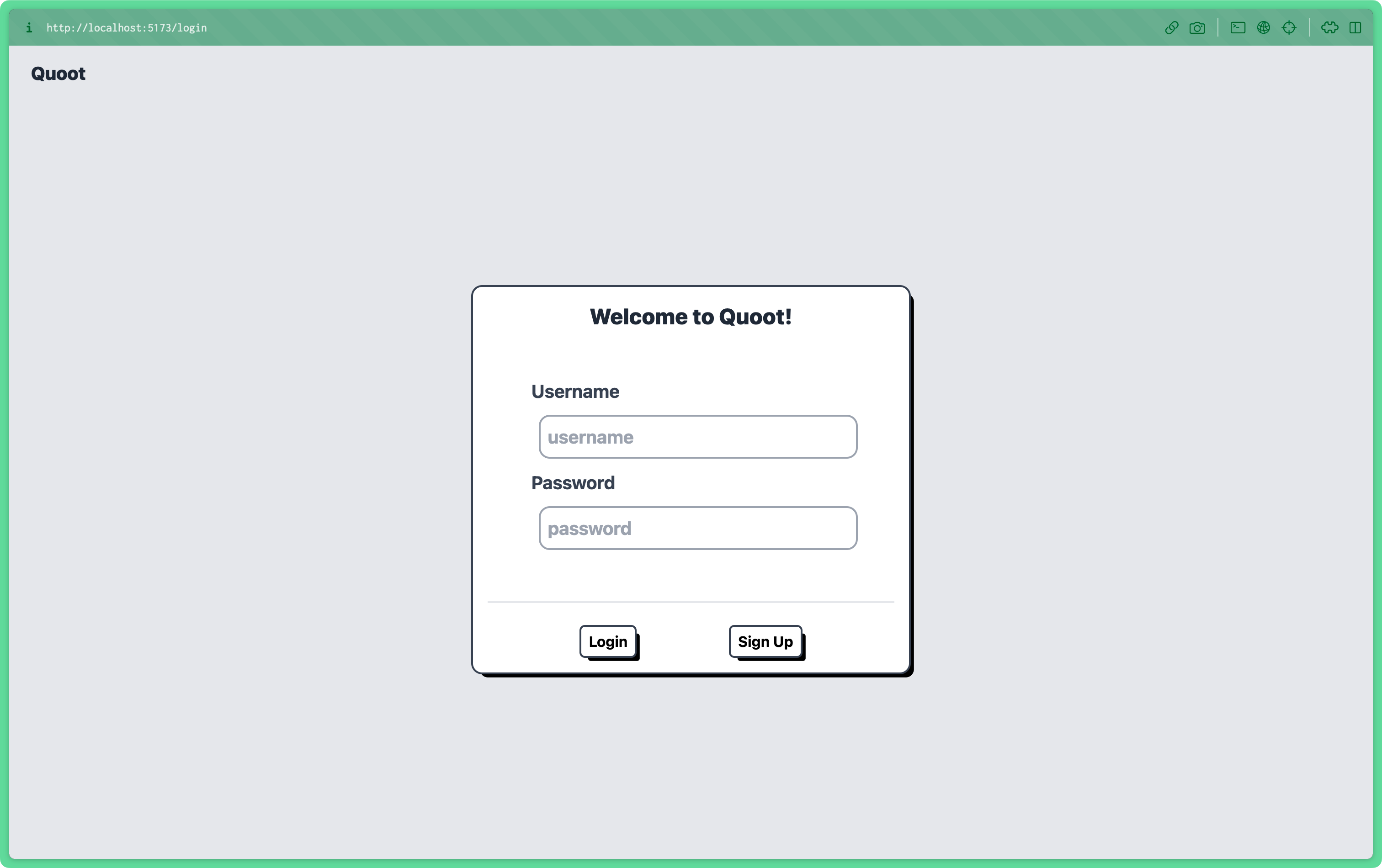 Login page