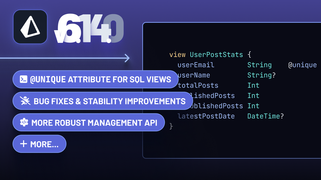 Prisma ORM v6.14.0, Relationships for SQL Views, More Robust Management ...