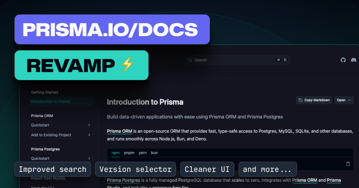 Rebuilding the Prisma Docs: A New Framework, Design, and Structure