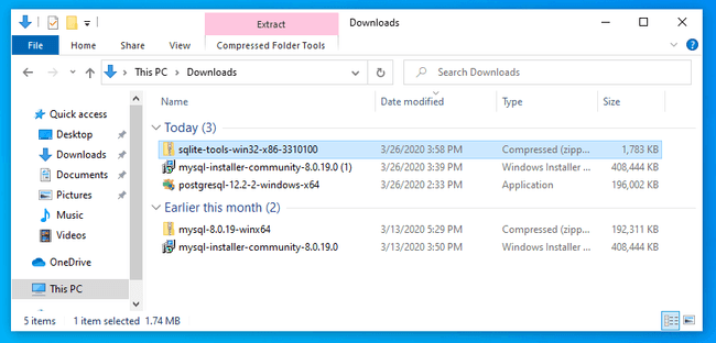 SQLite zip file