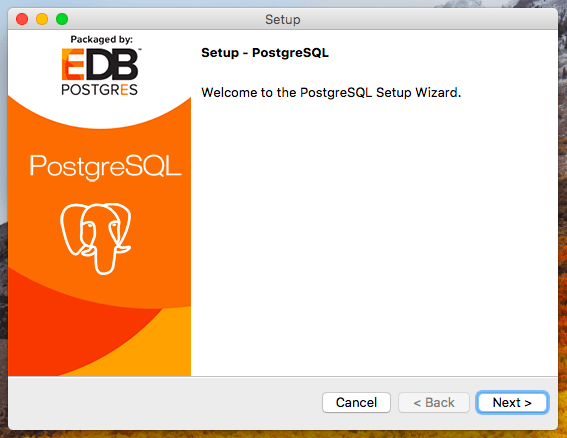 PostgreSQL installer welcome