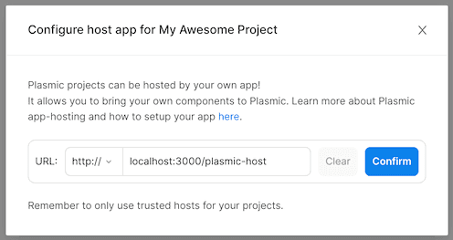 App host configuration modal