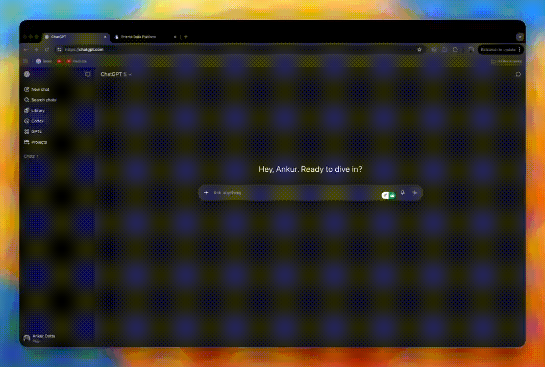 Using the Prisma MCP server in ChatGPT