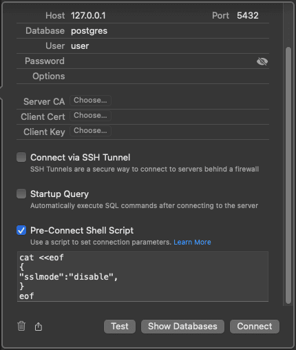 View of Postico connected to Prisma Postgres via tunnel