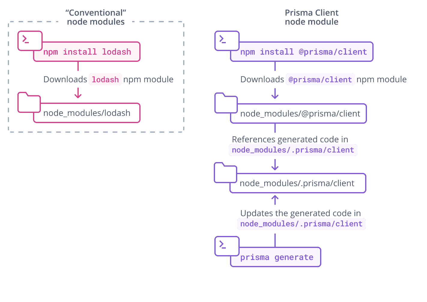 The .prisma and @prisma folders